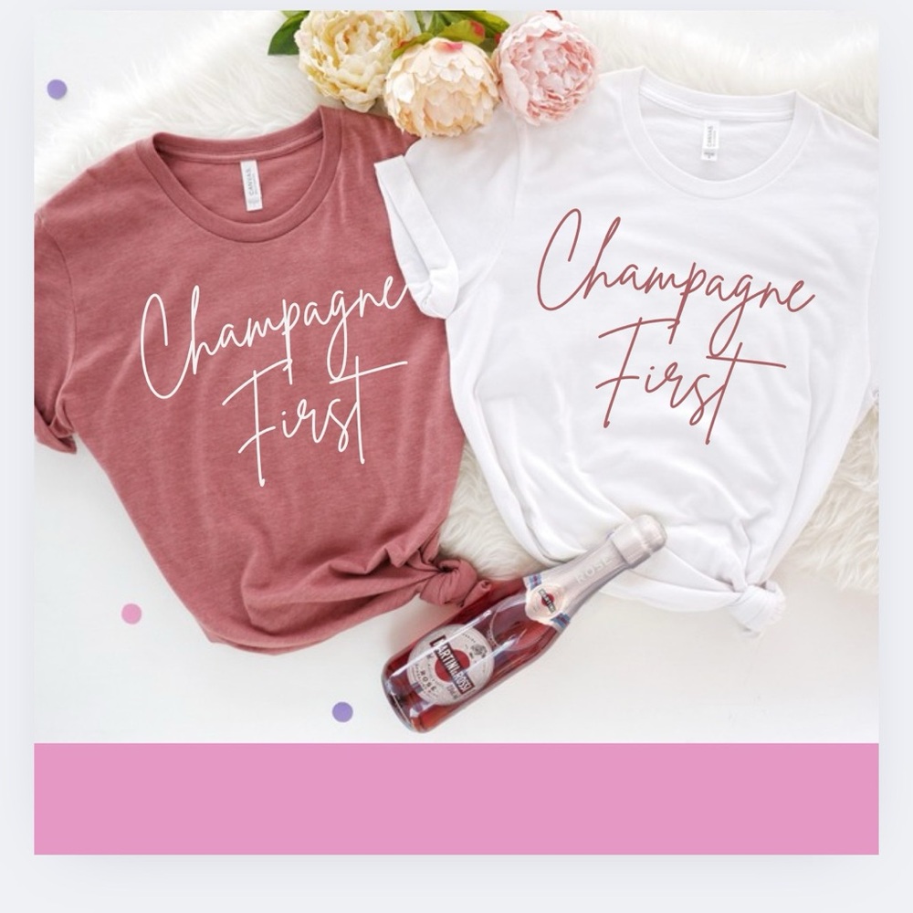 NEW- Champagne First Neck Short Sleeve Tee Shirt Multiple Colors And S…